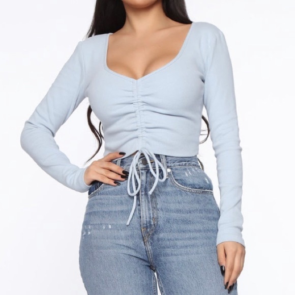 Fashion Nova • Blue “Cinch Me Down Top” 💙 - Picture 10 of 12